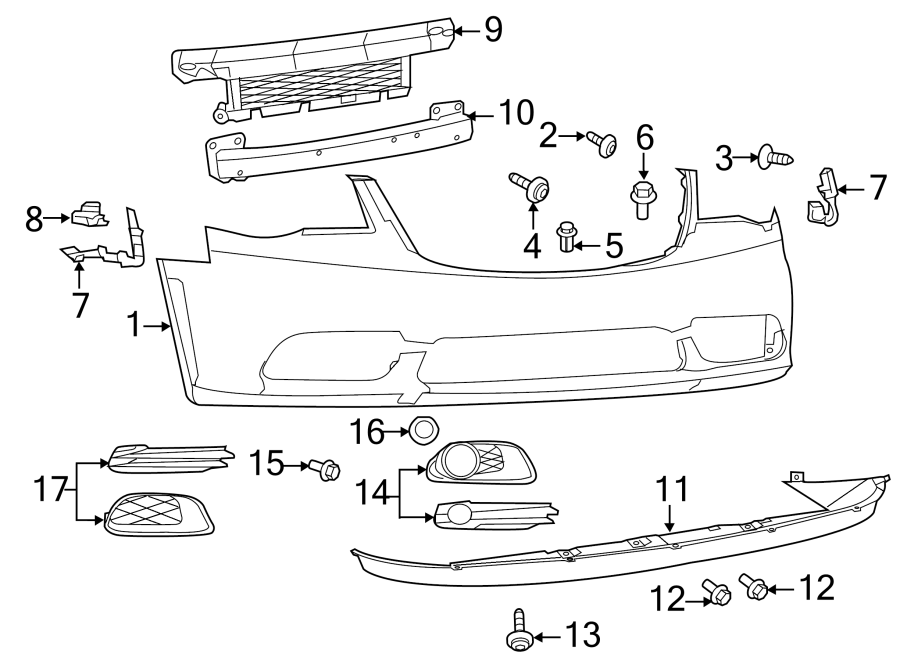 Diagram FRONT BUMPER. BUMPER & COMPONENTS. for your Chrysler 200  