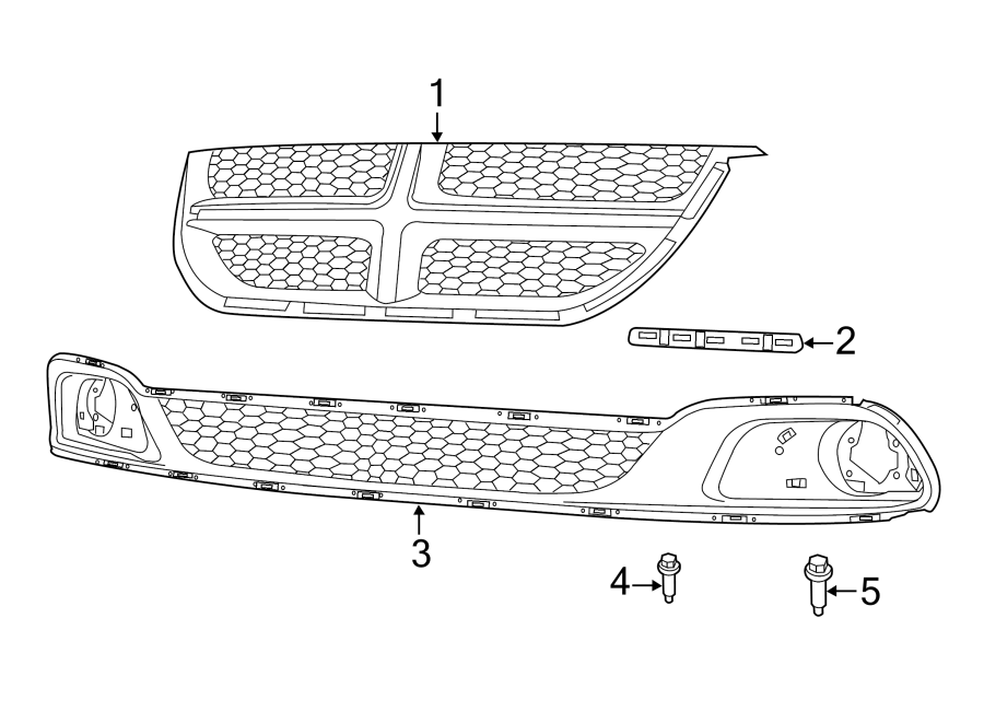 Diagram GRILLE & COMPONENTS. for your 1987 Dodge Grand Caravan   