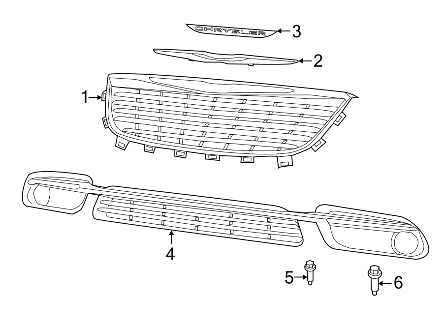 Diagram GRILLE & COMPONENTS. for your 2017 Chrysler 200   