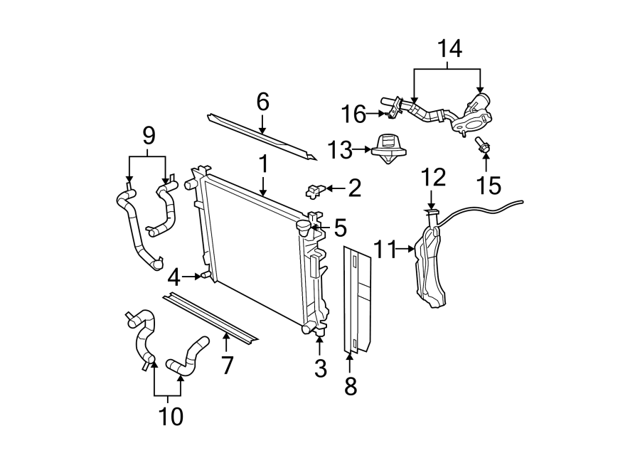 Diagram RADIATOR & COMPONENTS. for your 1990 Jeep Wrangler   