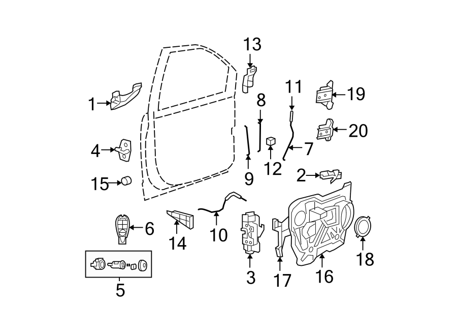 Diagram Front door. Lock & hardware. for your 2017 Ram ProMaster 3500  Base Extended Cargo Van 