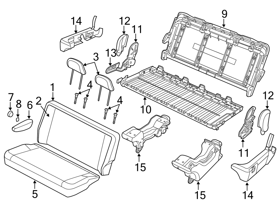 Diagram SEATS & TRACKS. SECOND ROW SEATS. for your Dodge Grand Caravan  