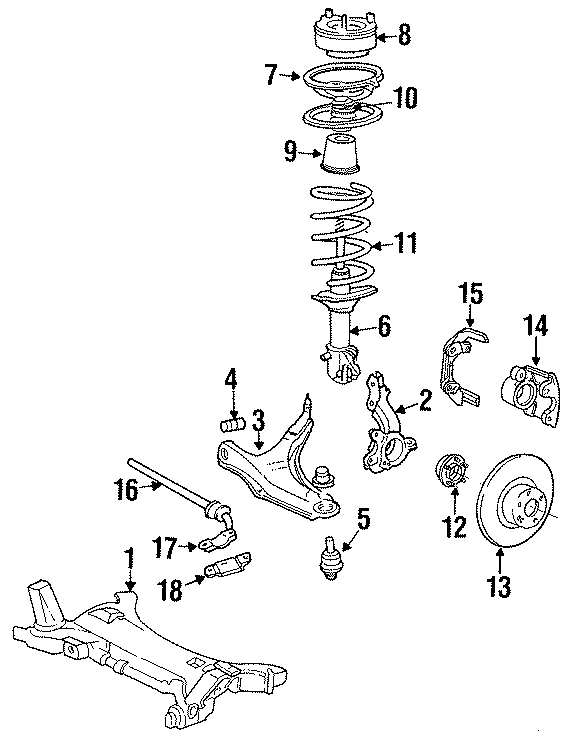 FRONT SUSPENSION. BRAKE COMPONENTS. STABILIZER BAR & COMPONENTS. SUSPENSION COMPONENTS.