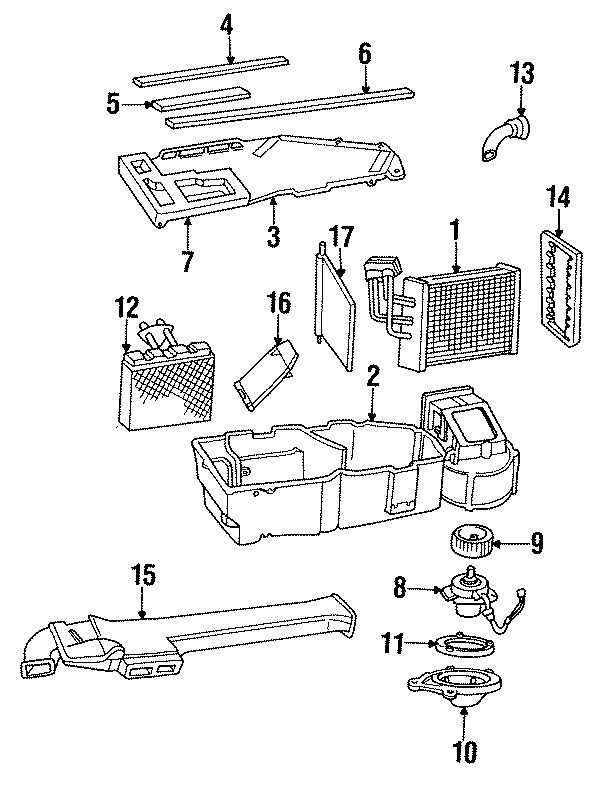 AIR CONDITIONER & HEATER. EVAPORATOR COMPONENTS.