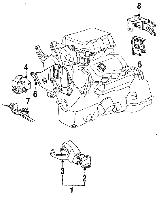 Diagram ENGINE / TRANSAXLE. ENGINE & TRANS MOUNTING. for your 1985 Dodge Daytona   