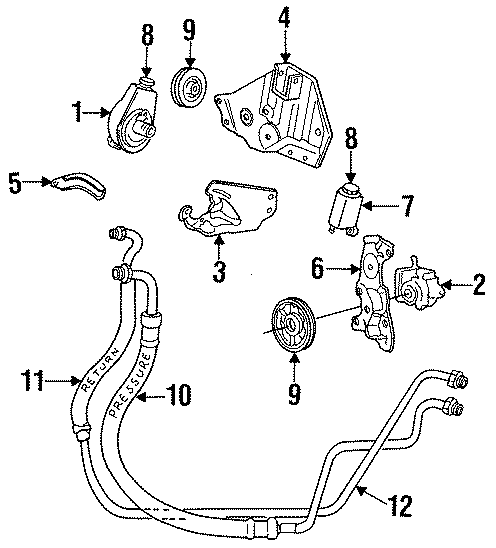 Diagram STEERING GEAR & LINKAGE. PUMP & HOSES. for your 1985 Dodge Daytona   