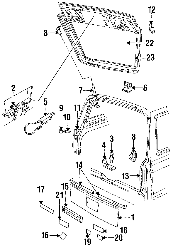 9LIFT GATE. EXTERIOR TRIM. GATE & HARDWARE. GLASS.https://images.simplepart.com/images/parts/motor/fullsize/TE91430.png