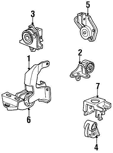 Diagram ENGINE / TRANSAXLE. ENGINE & TRANS MOUNTING. for your Dodge Caravan  