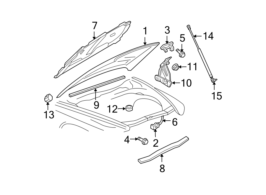 Diagram HOOD & GRILLE. HOOD & COMPONENTS. for your 2024 Ram ProMaster 3500   