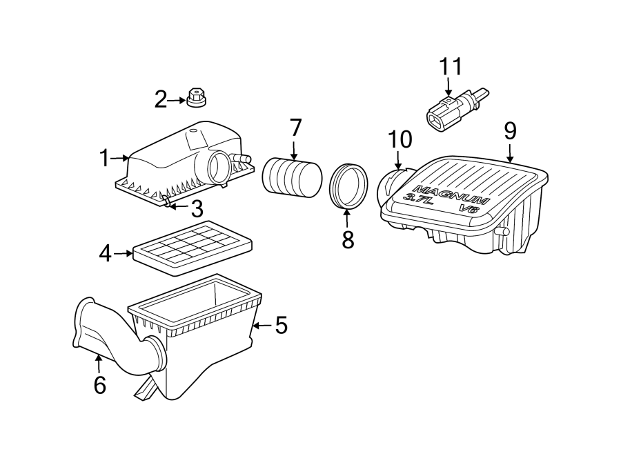 Diagram AIR INTAKE. for your 2023 Ram 2500 6.7L 6 cylinder DIESEL A/T RWD Lone Star Crew Cab Pickup Fleetside 