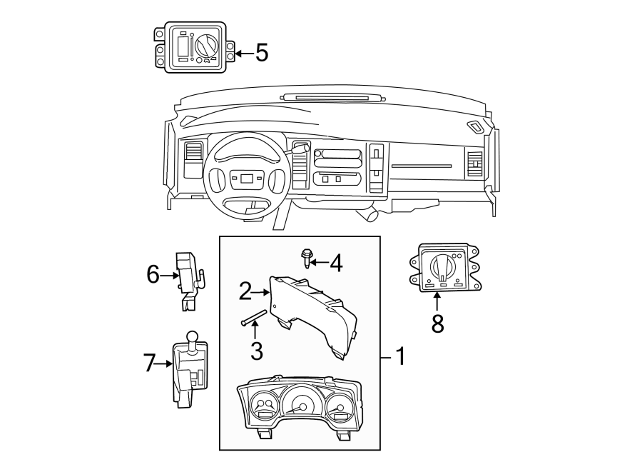 Diagram INSTRUMENT PANEL. CLUSTER & SWITCHES. for your 2011 Chrysler 200   