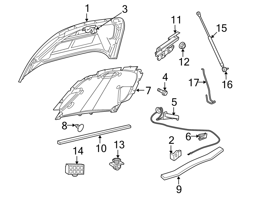 Diagram HOOD & GRILLE. HOOD & COMPONENTS. for your 2024 Ram ProMaster 3500   