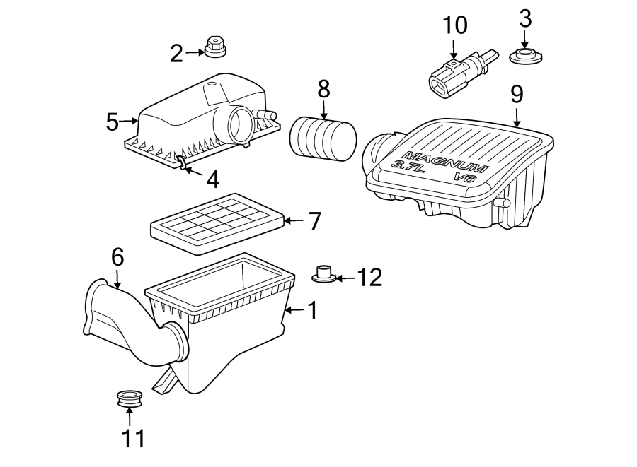 Diagram AIR INTAKE. for your 2023 Ram 2500 6.7L 6 cylinder DIESEL A/T RWD Lone Star Crew Cab Pickup Fleetside 