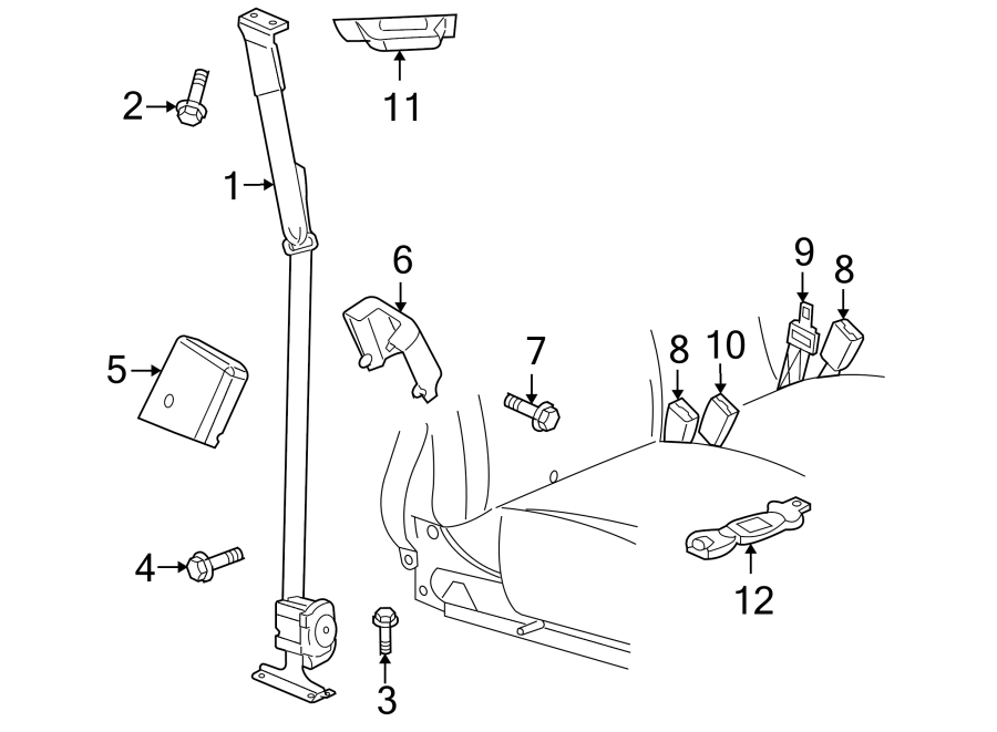 12RESTRAINT SYSTEMS. FRONT SEAT BELTS.https://images.simplepart.com/images/parts/motor/fullsize/TF08411.png