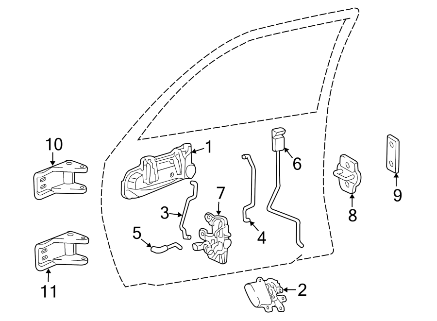 11FRONT DOOR. LOCK & HARDWARE.https://images.simplepart.com/images/parts/motor/fullsize/TF08495.png