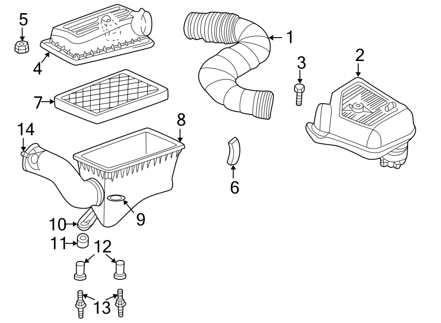 Diagram AIR INTAKE. for your 2023 Ram 2500 6.7L 6 cylinder DIESEL A/T RWD Lone Star Crew Cab Pickup Fleetside 