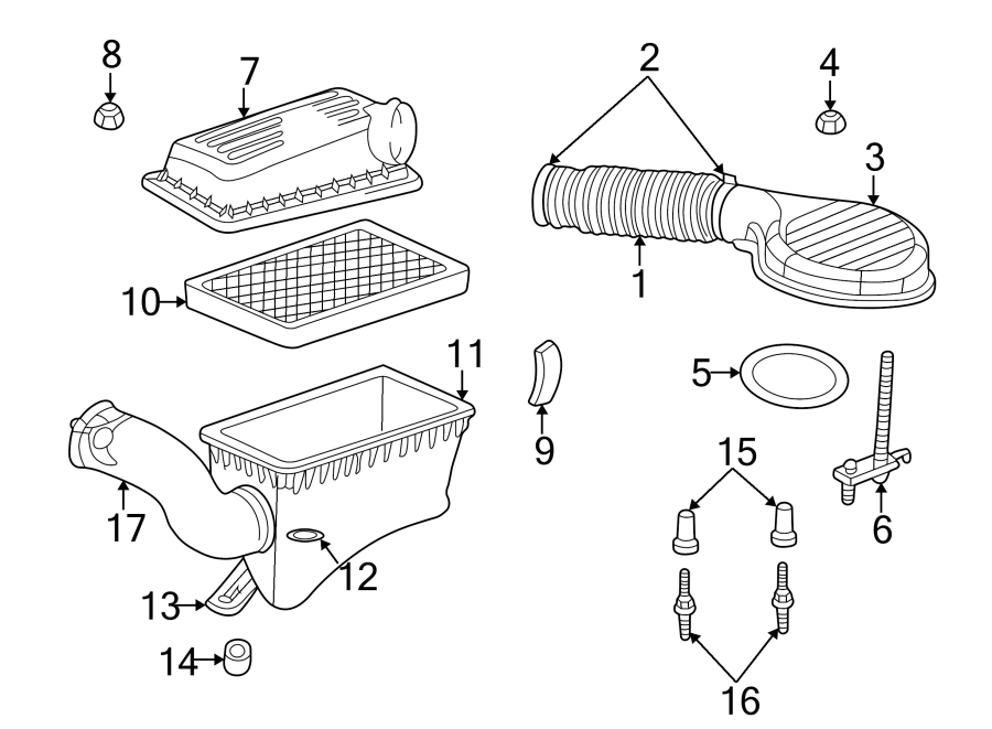 Diagram AIR INTAKE. for your 2023 Ram 2500 6.7L 6 cylinder DIESEL A/T RWD Lone Star Crew Cab Pickup Fleetside 