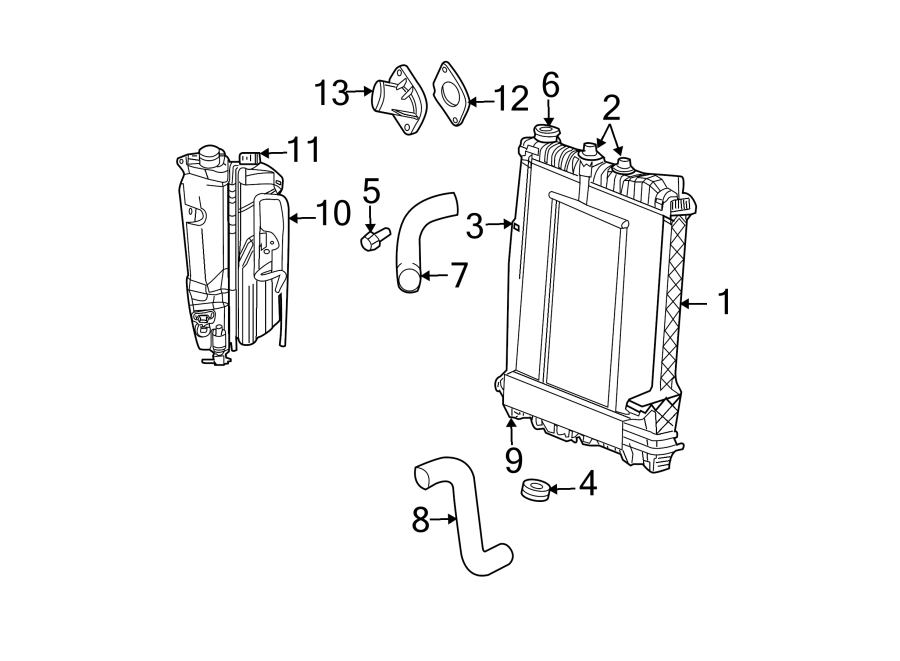 Diagram Radiator & components. for your 1988 Jeep Wrangler   