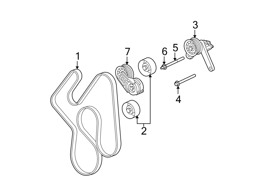 Diagram BELTS & PULLEYS. for your 1994 Jeep Wrangler   