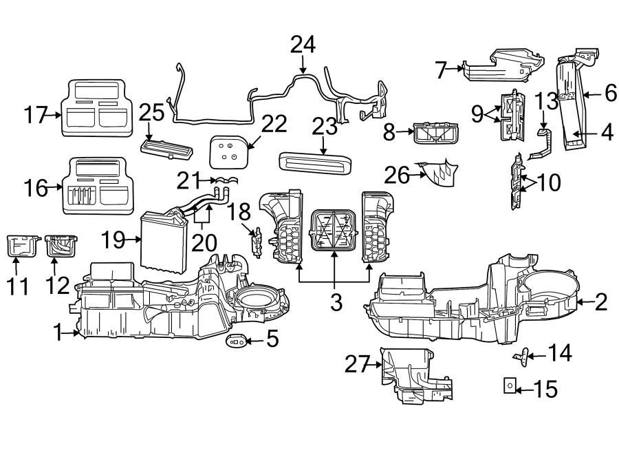 AIR CONDITIONER & HEATER. EVAPORATOR & HEATER COMPONENTS.