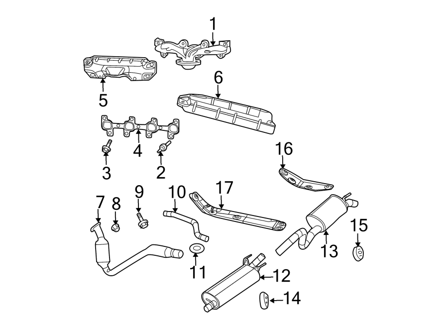 EXHAUST SYSTEM. EXHAUST COMPONENTS. EXHAUST MANIFOLD.