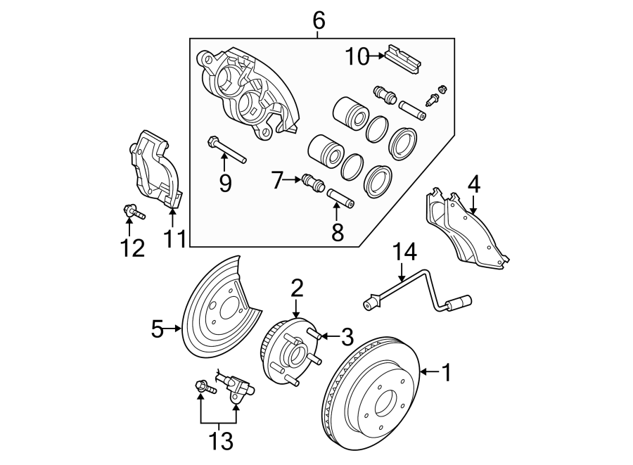 13FRONT SUSPENSION. BRAKE COMPONENTS.https://images.simplepart.com/images/parts/motor/fullsize/TG04295.png