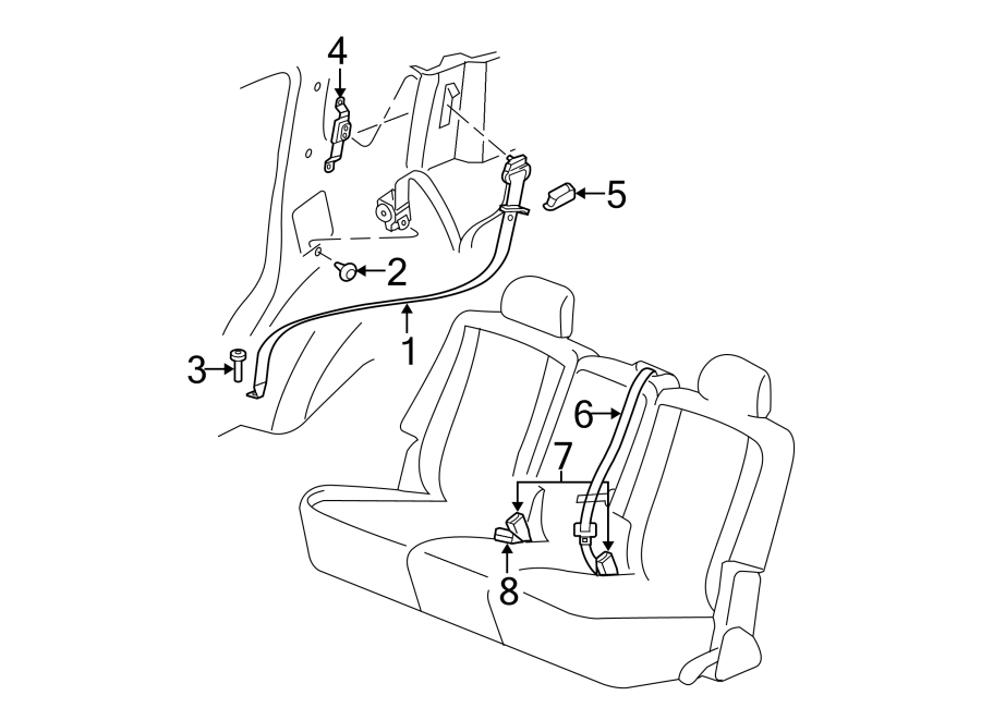 RESTRAINT SYSTEMS. REAR SEAT BELTS. Diagram