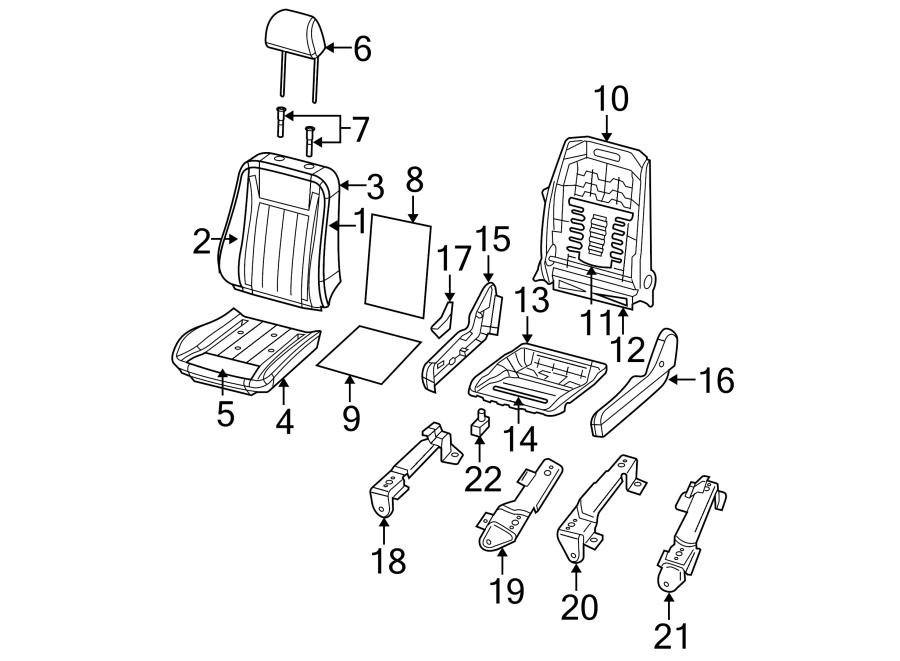 SEATS & TRACKS. FRONT SEAT COMPONENTS.