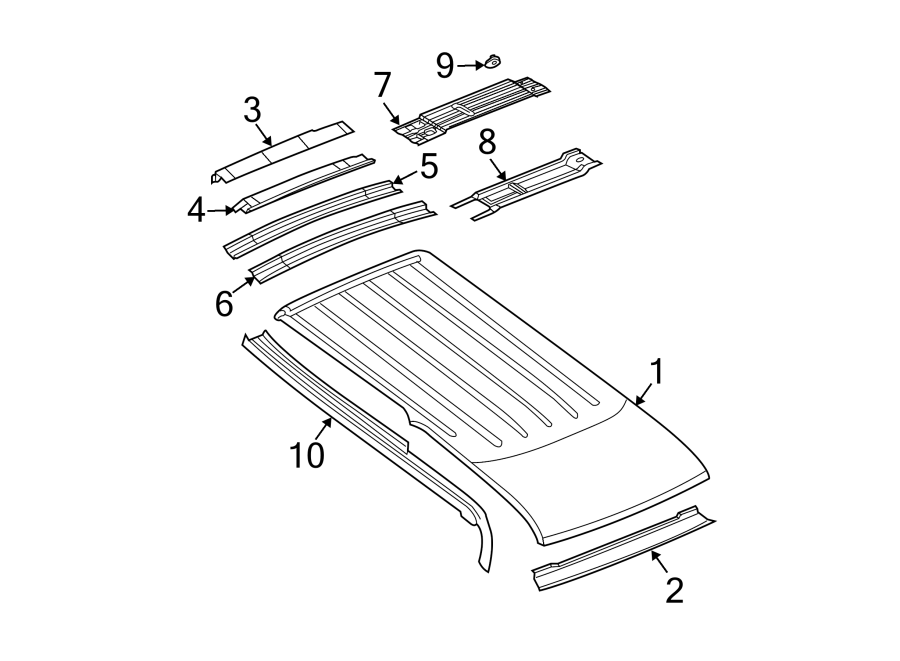 Diagram ROOF & COMPONENTS. for your 2023 Ram 2500 6.7L 6 cylinder DIESEL A/T RWD Lone Star Crew Cab Pickup Fleetside 