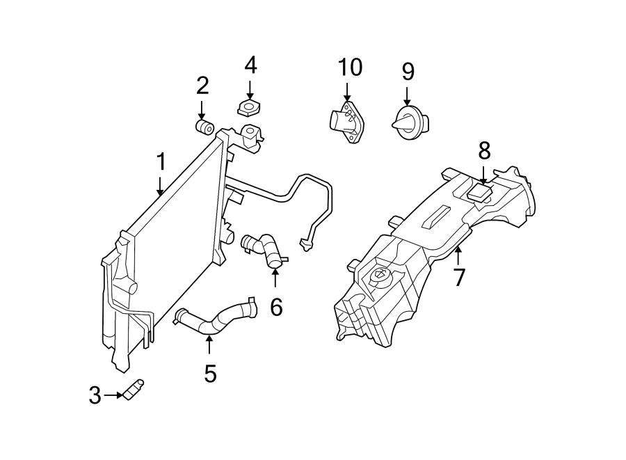 Diagram RADIATOR & COMPONENTS. for your Jeep