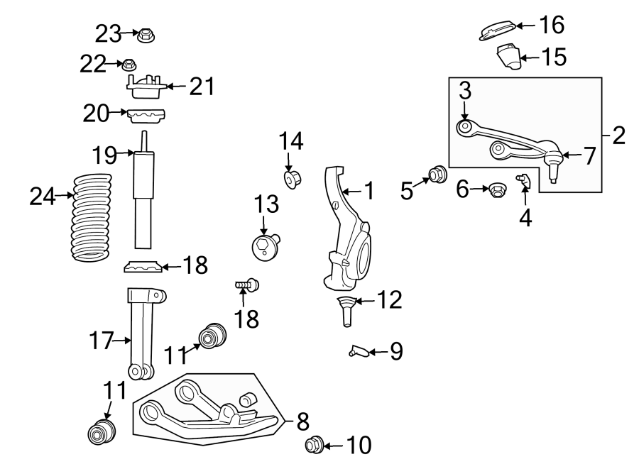 Diagram FRONT SUSPENSION. SUSPENSION COMPONENTS. for your Dodge Grand Caravan  