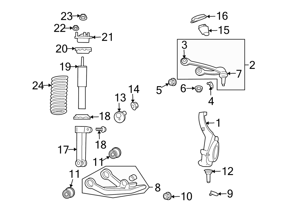 Diagram FRONT SUSPENSION. SUSPENSION COMPONENTS. for your Dodge Grand Caravan  