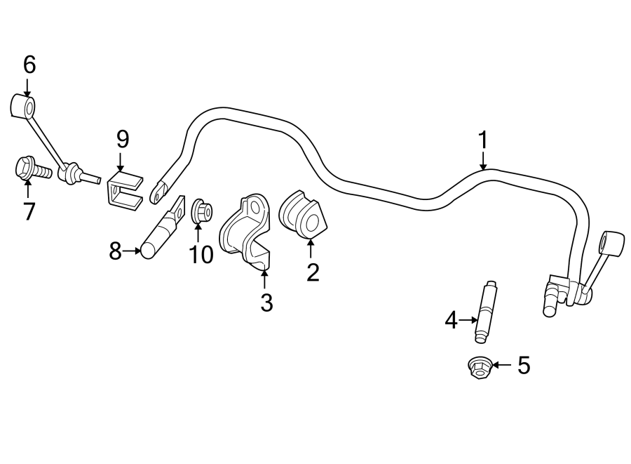 REAR SUSPENSION. STABILIZER BAR & COMPONENTS.