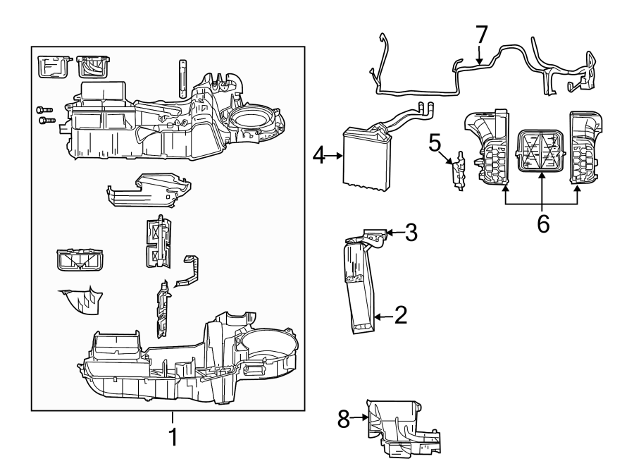 AIR CONDITIONER & HEATER. EVAPORATOR & HEATER COMPONENTS.