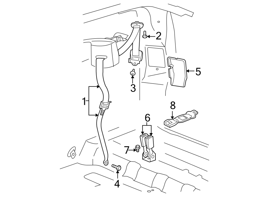 RESTRAINT SYSTEMS. REAR SEAT BELTS. Diagram