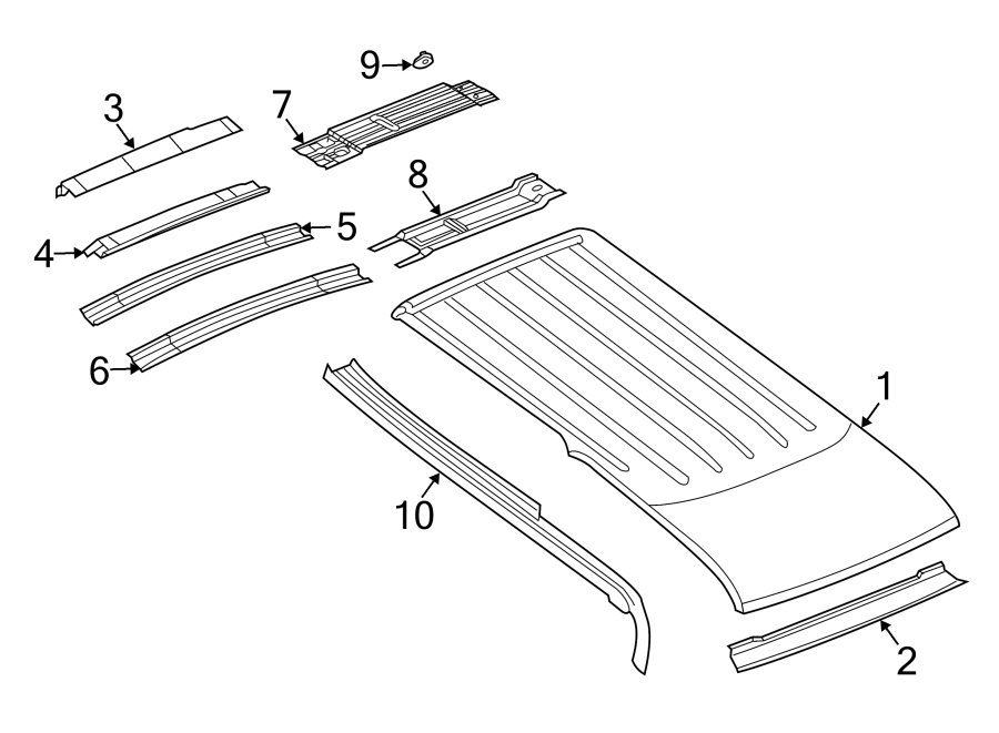 Diagram ROOF & COMPONENTS. for your 2023 Ram 2500 6.7L 6 cylinder DIESEL A/T RWD Lone Star Crew Cab Pickup Fleetside 