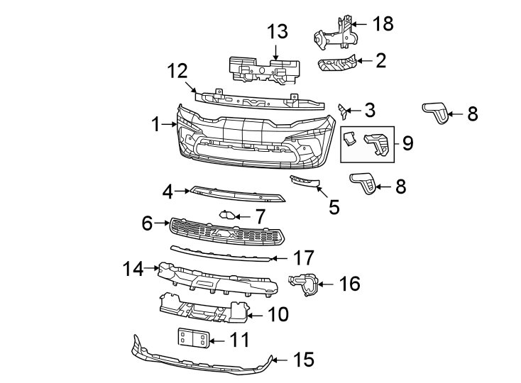 13Front bumper. Bumper & components.https://images.simplepart.com/images/parts/motor/fullsize/TG11016.png