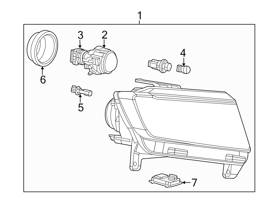 Diagram FRONT LAMPS. HEADLAMP COMPONENTS. for your 1998 Chrysler Concorde   