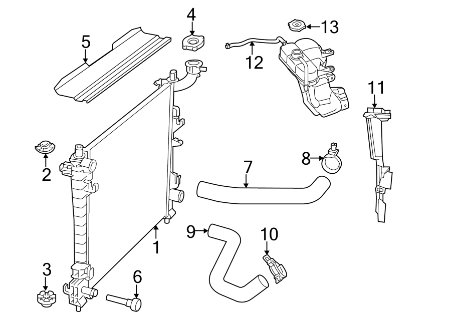 Diagram RADIATOR & COMPONENTS. for your 2018 Ram 2500 6.7L 6 cylinder DIESEL M/T RWD Tradesman Crew Cab Pickup Fleetside 