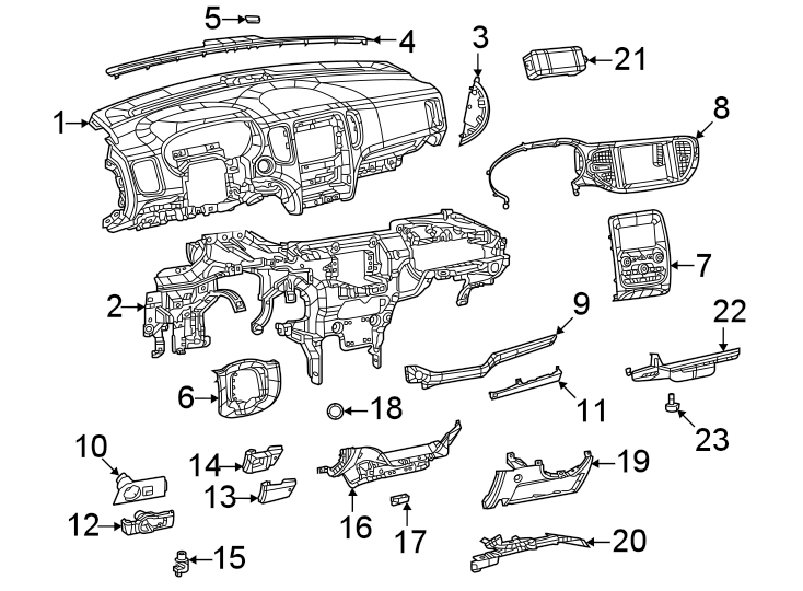 23Instrument panel components.https://images.simplepart.com/images/parts/motor/fullsize/TG11409.png