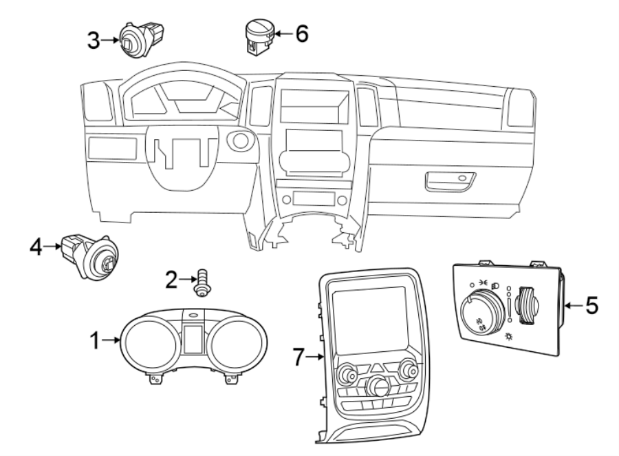 Diagram INSTRUMENT PANEL. CLUSTER & SWITCHES. for your 2016 Dodge Durango 5.7L HEMI V8 A/T RWD Limited Sport Utility 