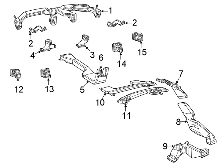 Diagram Instrument panel. Ducts. for your Dodge Durango  