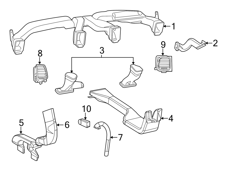 Diagram INSTRUMENT PANEL. DUCTS. for your 2015 Dodge Durango  Special Service Sport Utility 