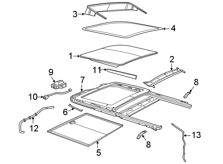 Diagram SUNROOF. for your 2021 Dodge Durango 3.6L Pentastar V6 A/T RWD SXT Sport Utility 