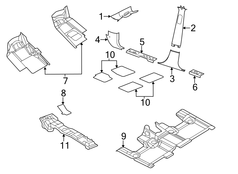 Diagram PILLARS. ROCKER & FLOOR. INTERIOR TRIM. for your 2017 Ram ProMaster 3500   