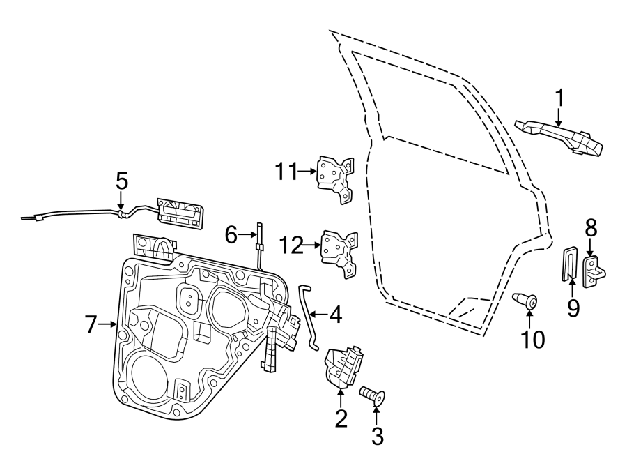 Diagram REAR DOOR. LOCK & HARDWARE. for your 2022 Dodge Durango 5.7L HEMI V8 A/T RWD R/T Plus Sport Utility 