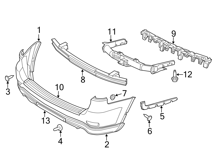 Diagram REAR BUMPER. BUMPER & COMPONENTS. for your Chrysler 200  