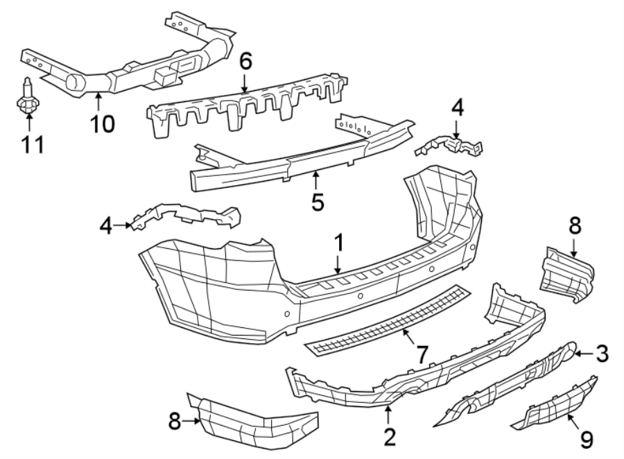 REAR BUMPER. BUMPER & COMPONENTS.