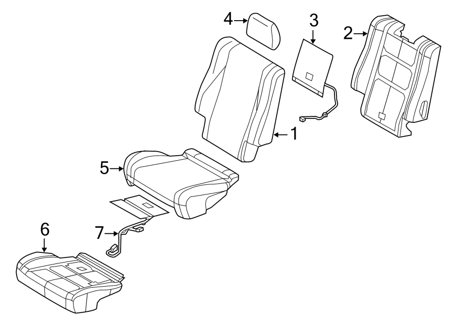 Diagram SEATS & TRACKS. REAR SEAT COMPONENTS. for your 2022 Dodge Durango 3.6L Pentastar V6 A/T RWD Citadel Sport Utility 