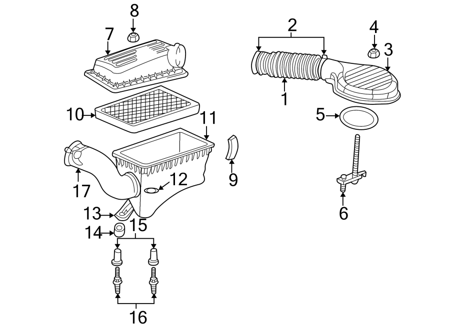 Diagram AIR INTAKE. for your 2023 Ram 2500 6.7L 6 cylinder DIESEL A/T RWD Lone Star Crew Cab Pickup Fleetside 